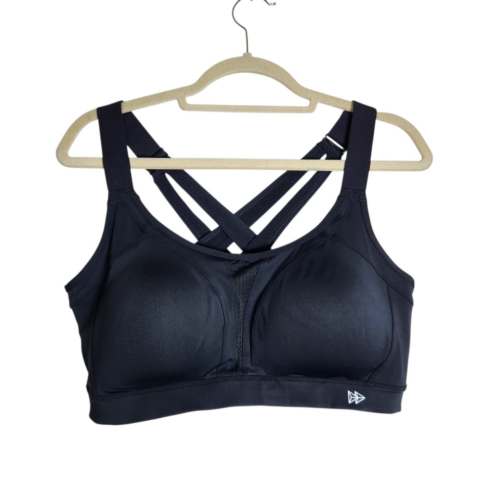 Yvette High Impact Sports Bra Black Crisscross Back Molded Cups Size 4XL+